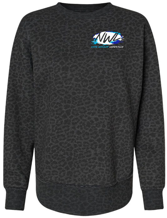 Nate Warner Livestock Leopard Women's Weekend Fleece Crewneck Sweatshirt